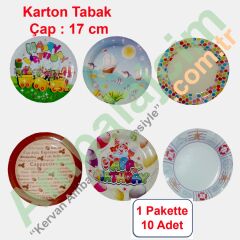 Tabak Karton Çap 18 Cm Doğum Günü / Yılbaşı 10 Adetli