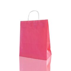 Çanta Beyaz Kraft 32x40x12 cm Burgu Sap Pembe