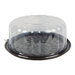 Plastic Fresh Cake Box Diameter 24.4 Cm Black 50 Pieces