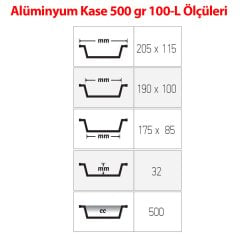 Alüminyum 500 Gr Kap 100 Adetli