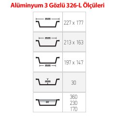 Alüminyum 3 Gözlü Kap 100 Adetli