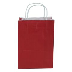 Çanta Beyaz Kraft 25x31x12 Cm Burgu Sap Bordo