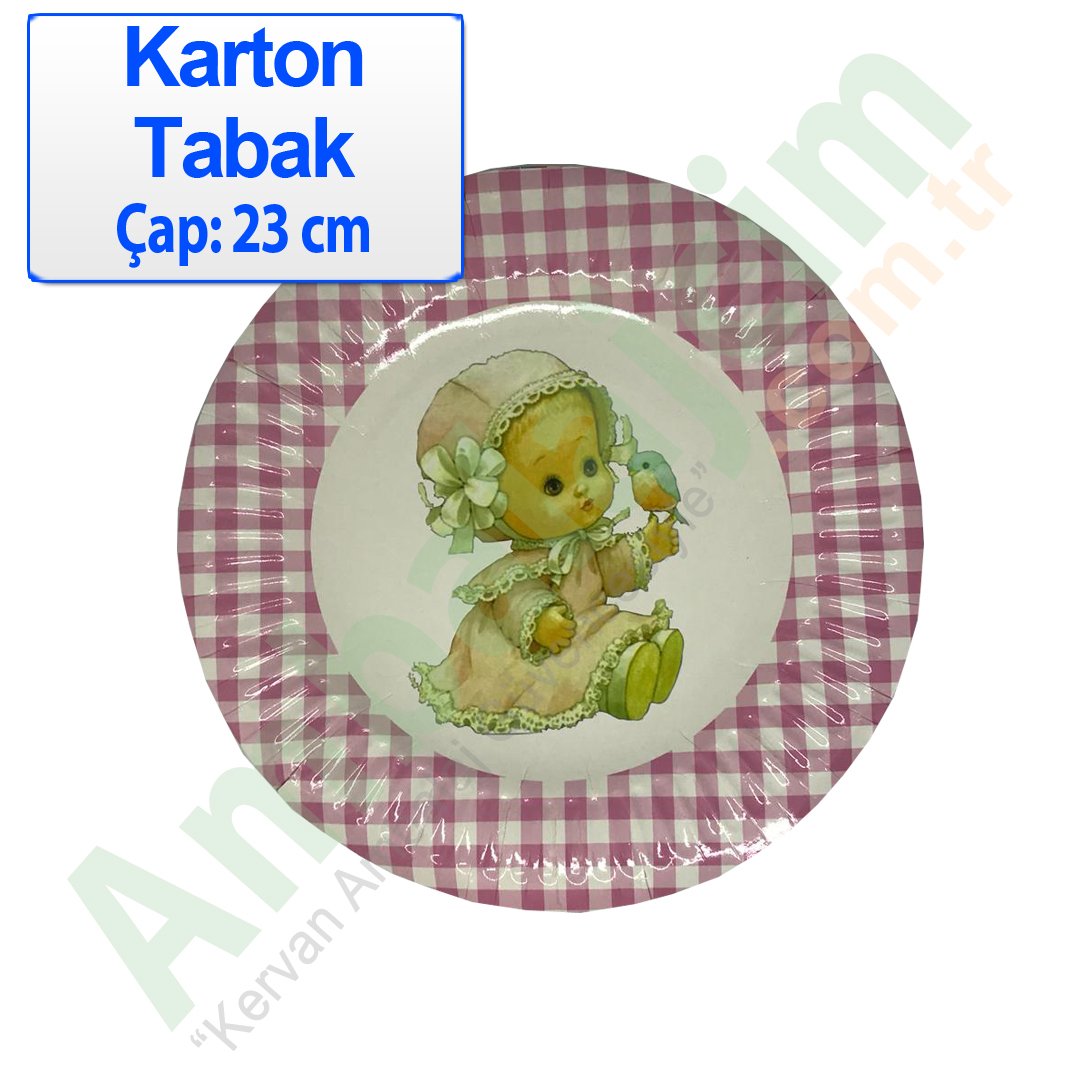 Tabak Karton Çap 24 Cm Bebek Kız 10 Adetli