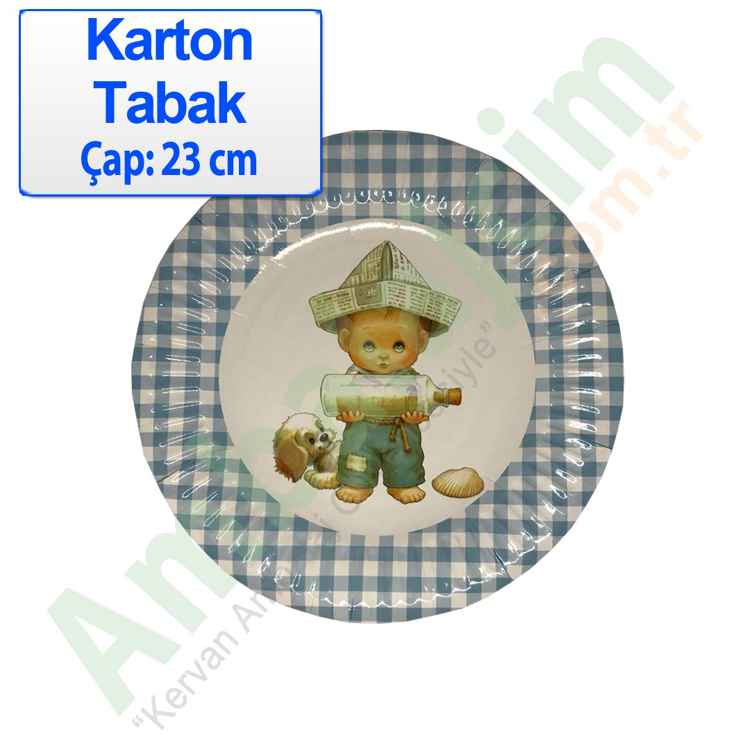 Tabak Karton Çap 24 Cm Bebek Erkek 10 Adetli