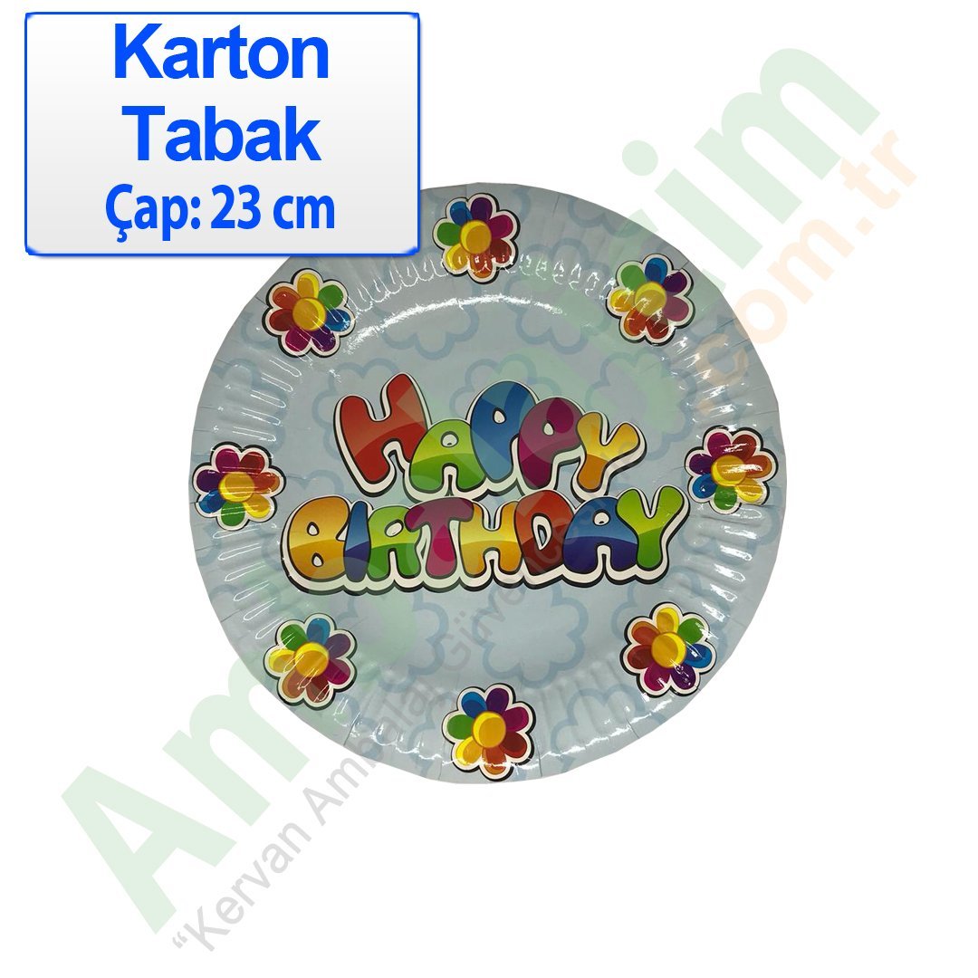 Tabak Karton Çap 24 Cm Happy Brithday 10 ADetli