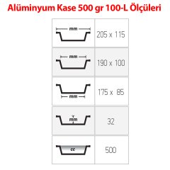 Alüminyum 500 Gr Kapak 100 Adetli