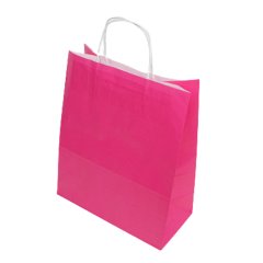 Çanta Beyaz Kraft 25x31x12 Cm Burgu Sap Pembe