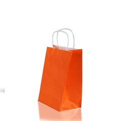 Bag White Kraft 18x24x9 cm Twist Handle Orange