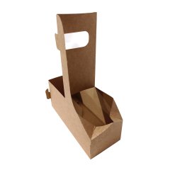 Cardboard Cup Carrier Kraft Cardboard Handle 2 Pieces 100 Pieces