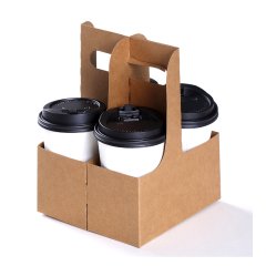 Cardboard Cup Carrier Kraft Cardboard Handle 2 Pieces 100 Pieces